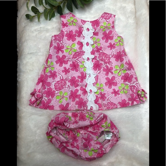 Lilly Pulitzer Other - Lilly Pulitzer Baby Shift Dress Pink Floral Turtle